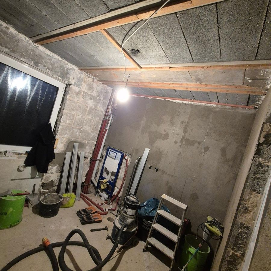 Von der Entkernung zur Walk-in-Dusche – Entkernung und Aufbau